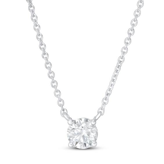Jared Signature Lab-Grown Diamond Solitaire Necklace 1/2 ct tw Round 14K White Gold 19" (SI2/F)