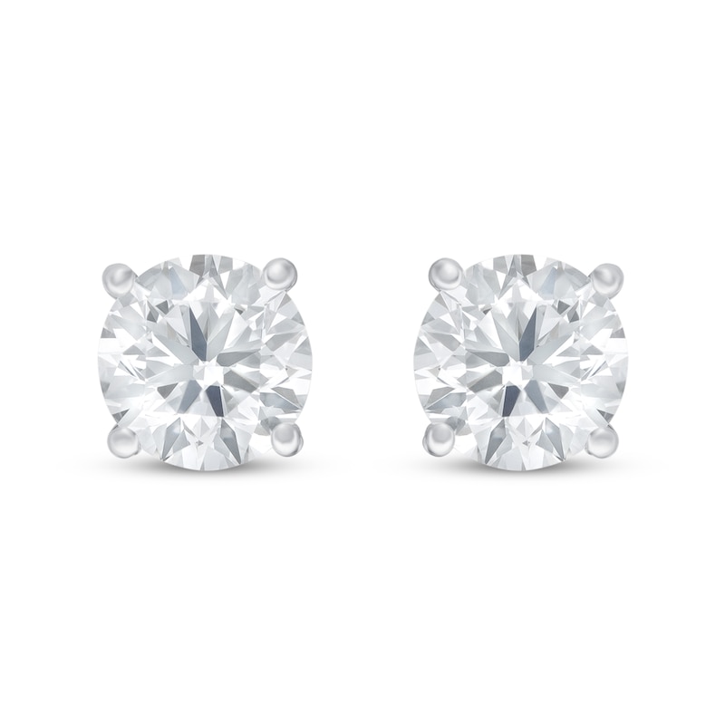 Main Image 3 of Lab-Grown Diamond Solitaire Earrings 1/2 ct tw Round 14K White Gold (SI2/F)