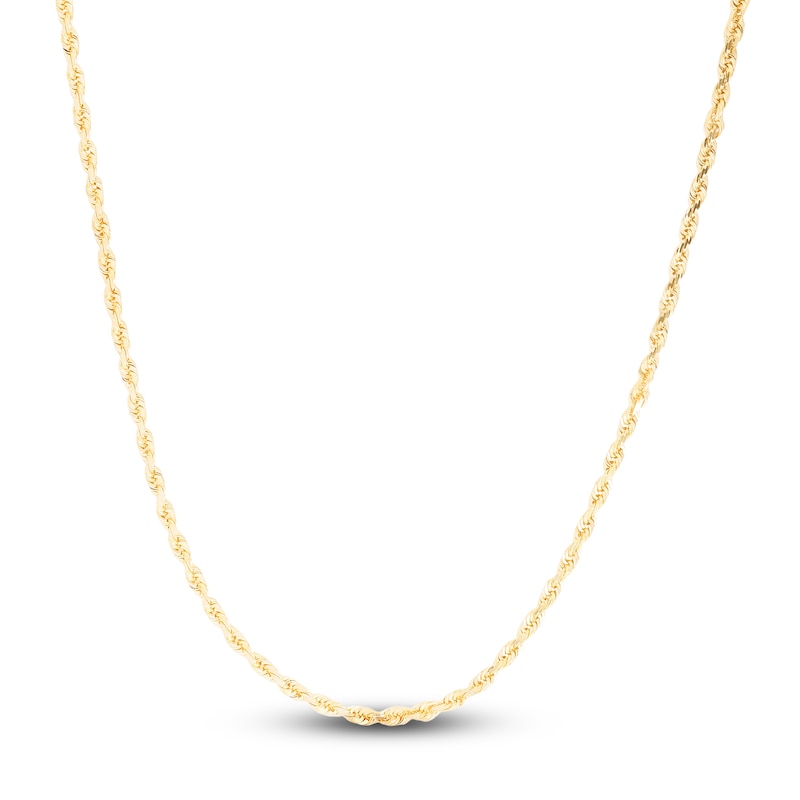 Solid Diamond-Cut Rope Chain Necklace 14K Yellow Gold 24" 2.0mm
