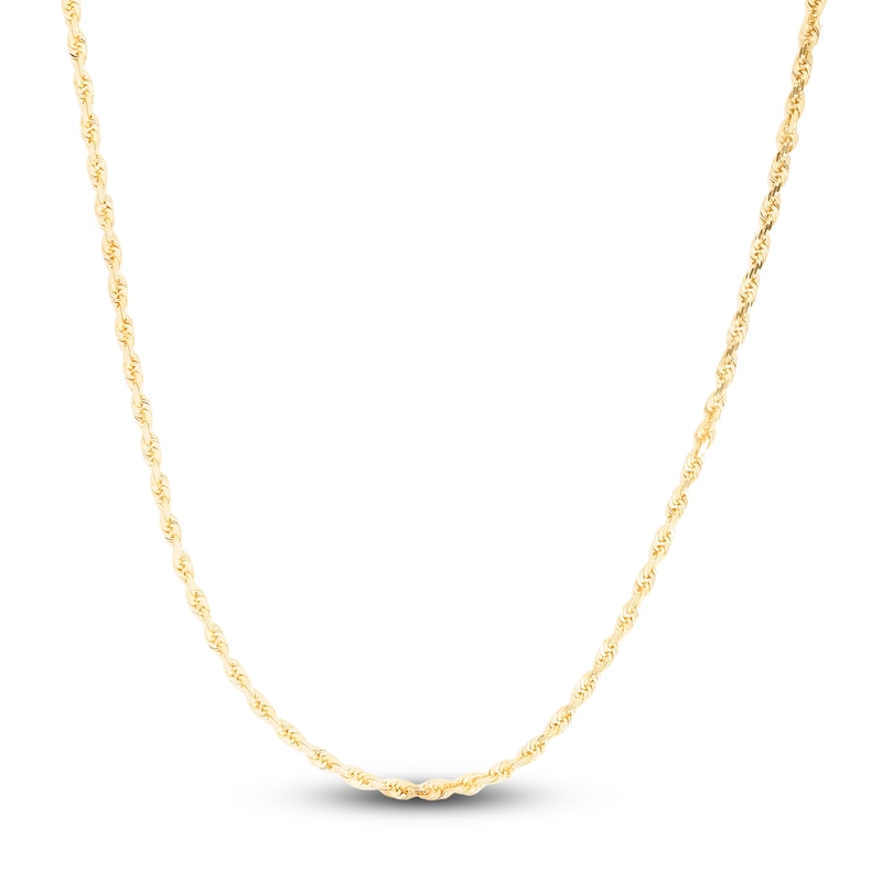 Main Image 1 of Solid Diamond-Cut Rope Chain Necklace 14K Yellow Gold 24" 2.0mm