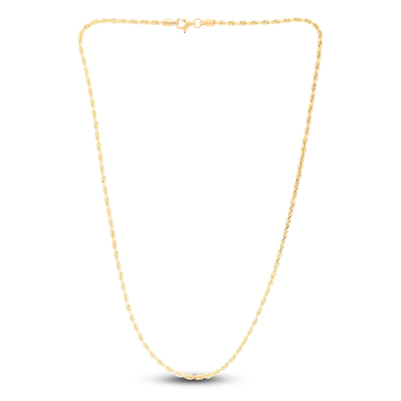 Solid Diamond-Cut Rope Chain Necklace 14K Yellow Gold 24" 2.0mm