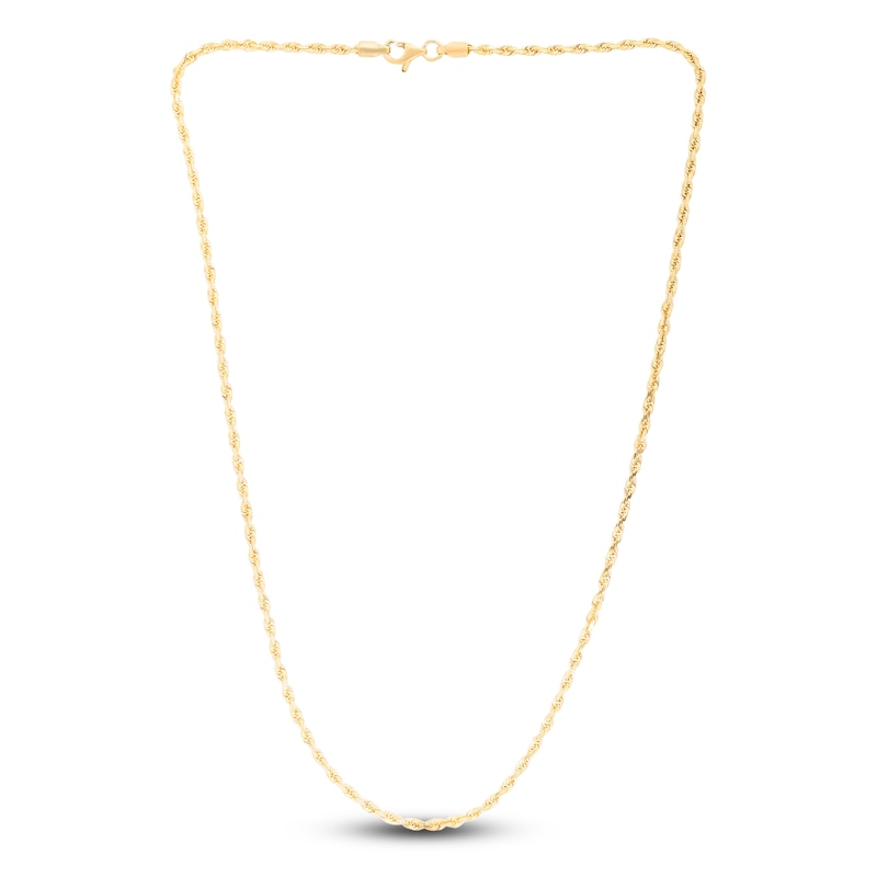 Main Image 2 of Solid Diamond-Cut Rope Chain Necklace 14K Yellow Gold 24" 2.0mm