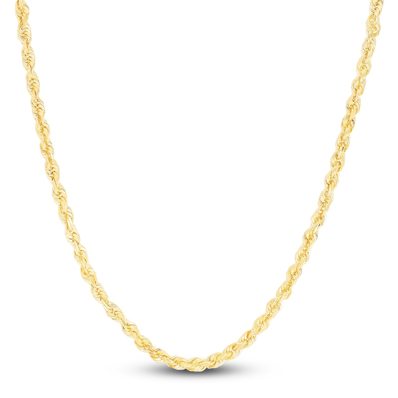Solid Diamond-Cut Rope Chain Necklace 14K Yellow Gold 24" 5.0mm