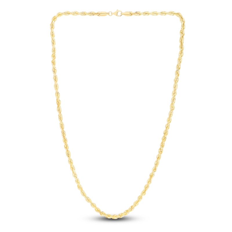Main Image 2 of Solid Diamond-Cut Rope Chain Necklace 14K Yellow Gold 24" 5.0mm