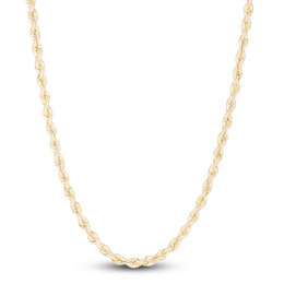 Solid Silk Rope Chain Necklace 14K Yellow Gold 22" 3.7mm