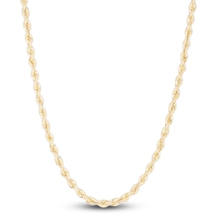 Solid Silk Rope Chain Necklace 14K Yellow Gold 22" 3.7mm