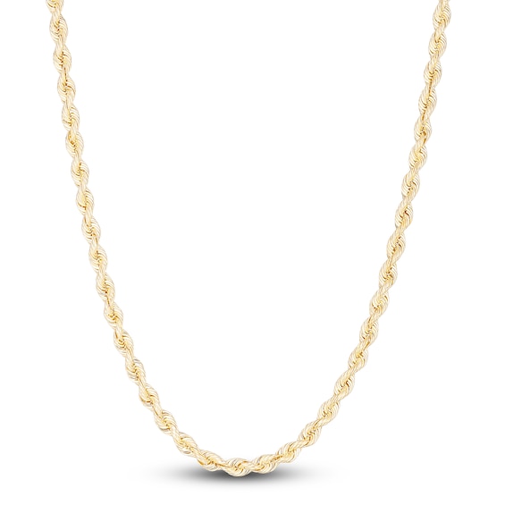 Solid Silk Rope Chain Necklace 14K Yellow Gold 22" 3.7mm