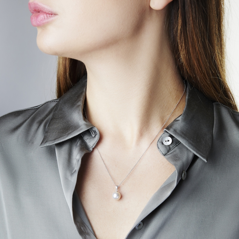 Main Image 3 of Yoko London White South Sea Cultured Pearl Pendant Necklace 18K White Gold 18"