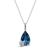Thumbnail Image 1 of Natural London Blue Topaz Necklace Diamond Accents 14K White Gold