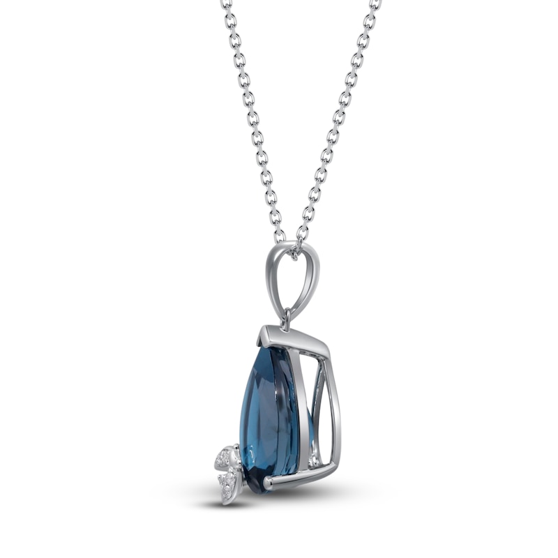 Main Image 2 of Natural London Blue Topaz Necklace Diamond Accents 14K White Gold