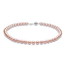Yoko London Pink Freshwater Cultured Pearl Necklace 18K White Gold 18"