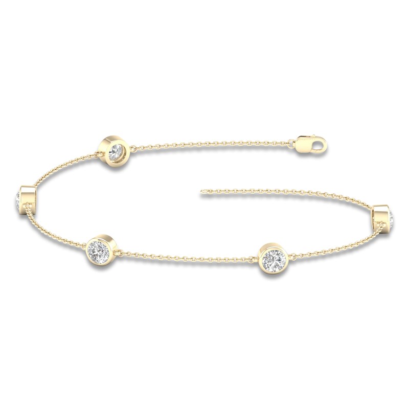 Main Image 1 of Lab-Created Diamond Bezel Bracelet 2 ct tw 14K Yellow Gold