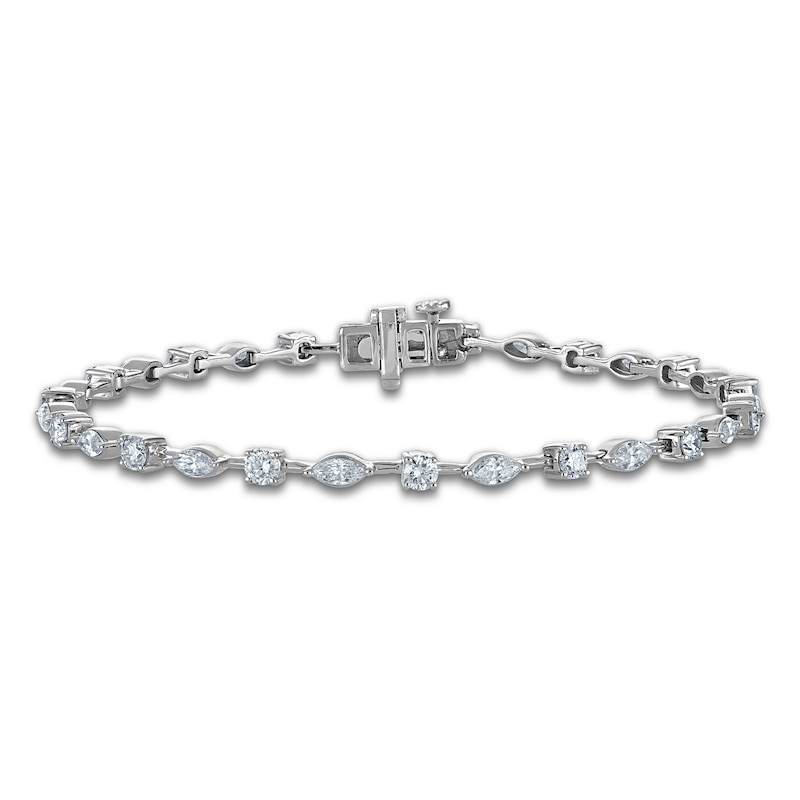 Main Image 1 of Round & Marquise-Cut Diamond Tennis Bracelet 2-3/4 ct tw 14K White Gold