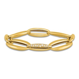 Men's Diamond High-Polish Link Bracelet 5/8 ct tw Round 14K Yellow Gold 8"