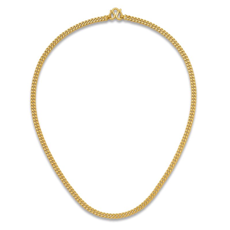 Main Image 4 of High-Polish Curb Chain Necklace 24K Yellow Gold 20" 5.0mm