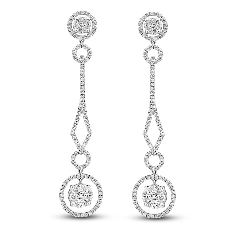 Main Image 1 of Princess, Marquise & Round-Cut Diamond Earrings 2-5/8 ct tw 14K White Gold