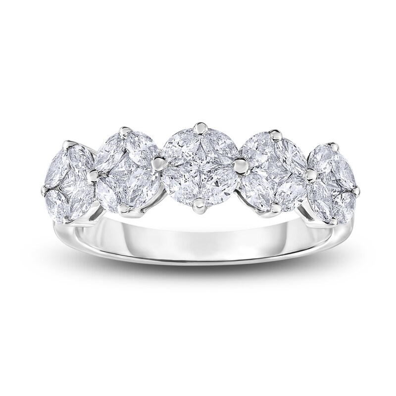 Main Image 2 of Princess & Marquise-Cut Diamond Ring 1-1/3 ct tw 14K White Gold