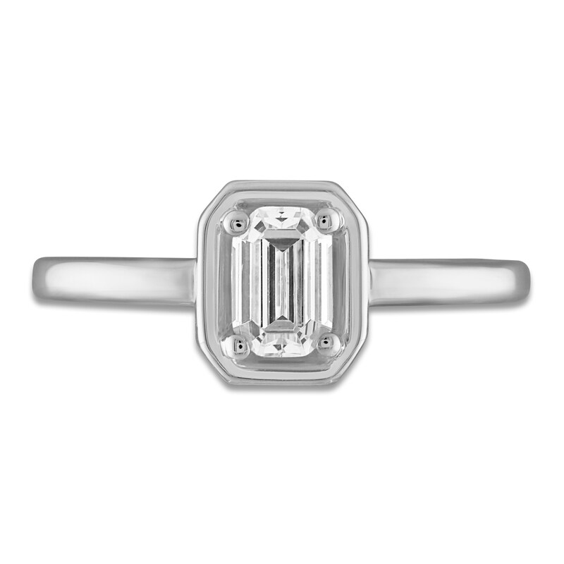 Main Image 3 of Emerald-Cut Diamond Solitaire Ring 1/2 ct tw 14K White Gold