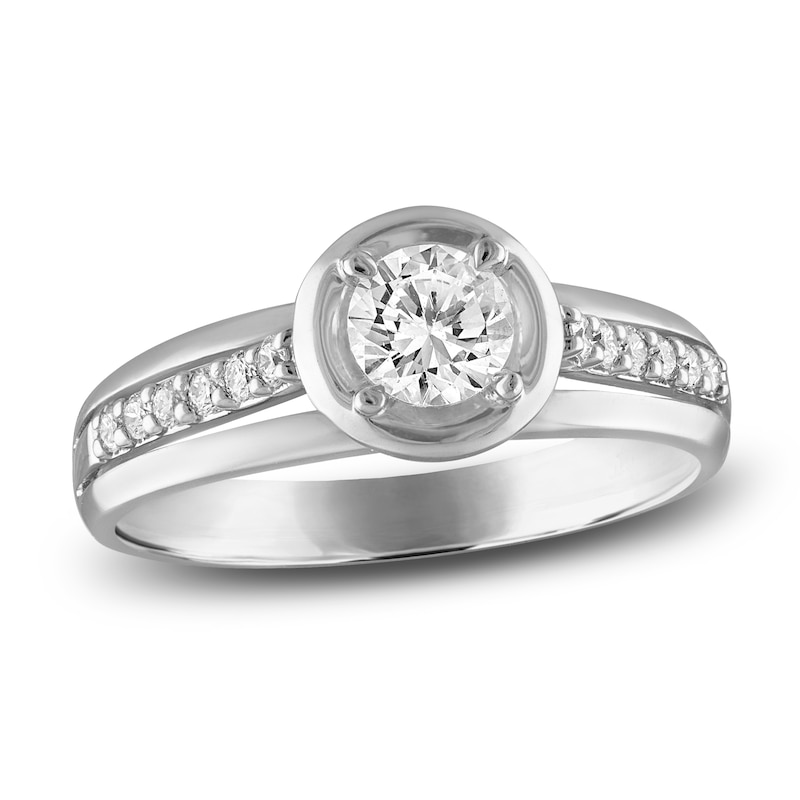 Diamond Bezel Engagement Ring 5/8 ct tw 14K White Gold