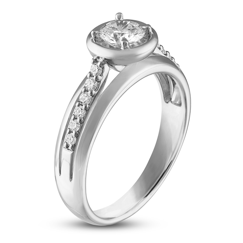 Diamond Bezel Engagement Ring 5/8 ct tw 14K White Gold