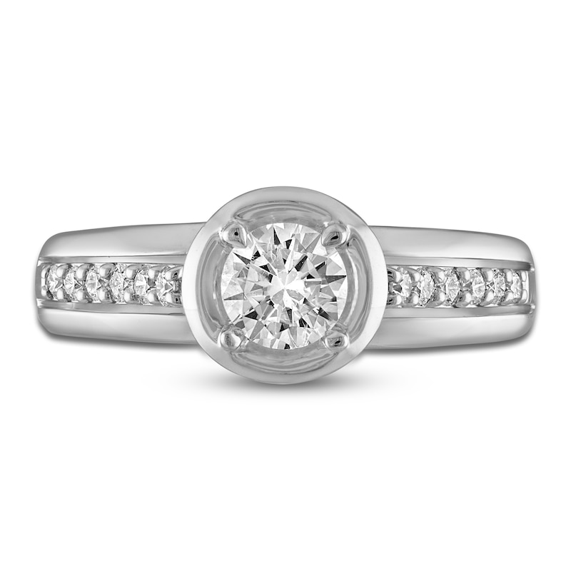 Diamond Bezel Engagement Ring 5/8 ct tw 14K White Gold