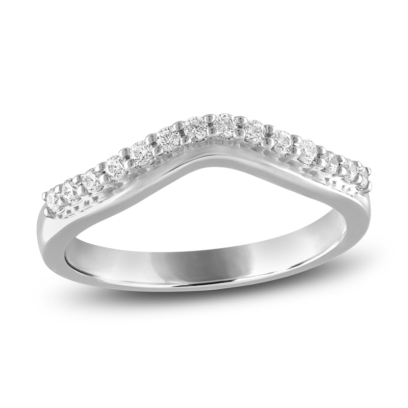 High-Polish Diamond Contour Wedding Band 1/5 ct tw 14K White Gold