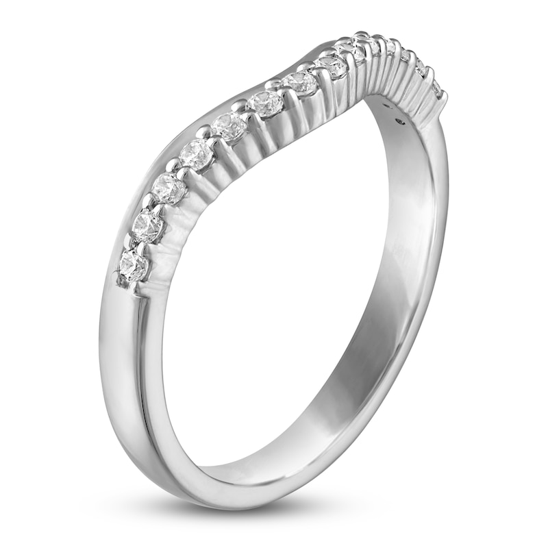 Main Image 2 of High-Polish Diamond Contour Wedding Band 1/5 ct tw 14K White Gold