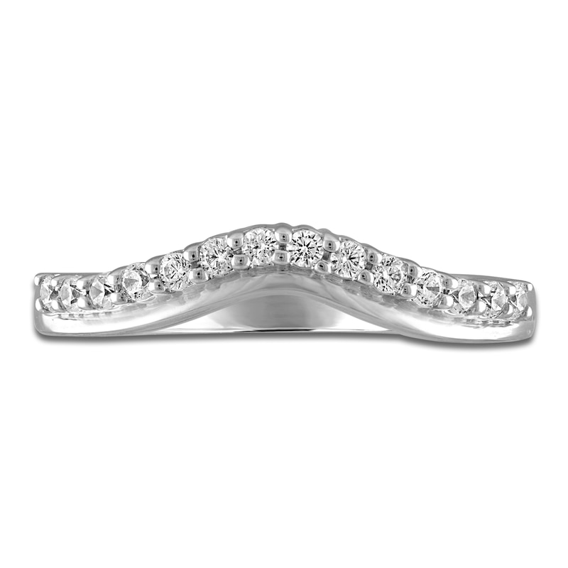 Main Image 3 of High-Polish Diamond Contour Wedding Band 1/5 ct tw 14K White Gold