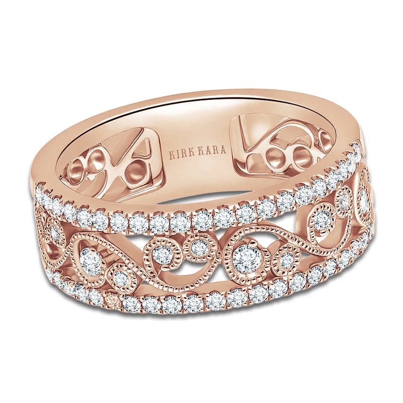 Main Image 1 of Kirk Kara Round Diamond 1/2 ct tw Wide Lace Wedding Band 14K Rose Gold