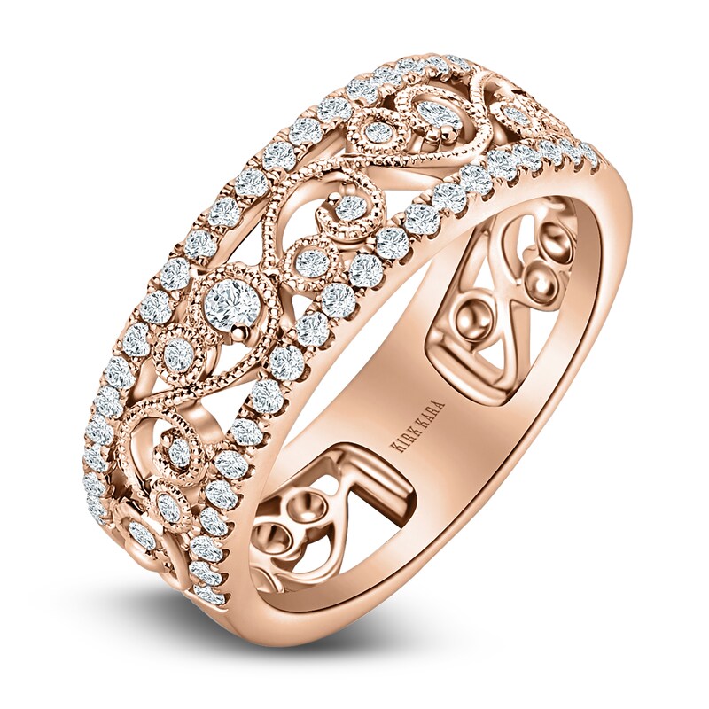 Main Image 2 of Kirk Kara Round Diamond 1/2 ct tw Wide Lace Wedding Band 14K Rose Gold