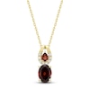 Thumbnail Image 1 of Oval & Pear-Shaped Natural Garnet & Diamond Double Drop Necklace 1/15 ct tw 10K Yellow Gold 18"