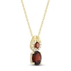 Thumbnail Image 2 of Oval & Pear-Shaped Natural Garnet & Diamond Double Drop Necklace 1/15 ct tw 10K Yellow Gold 18"