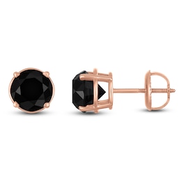 Round-Cut Black Diamond Solitaire Stud Earrings 3 ct tw 14K Rose Gold