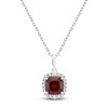 Thumbnail Image 1 of Cushion-Cut Lab-Created Ruby & Diamond Necklace 1/8 ct tw 10K White Gold 18"