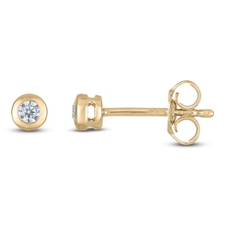 Certified Round-Cut Diamond Bezel-Set Solitaire Stud Earrings 1/10 ct tw 14K Yellow Gold (I1/I)