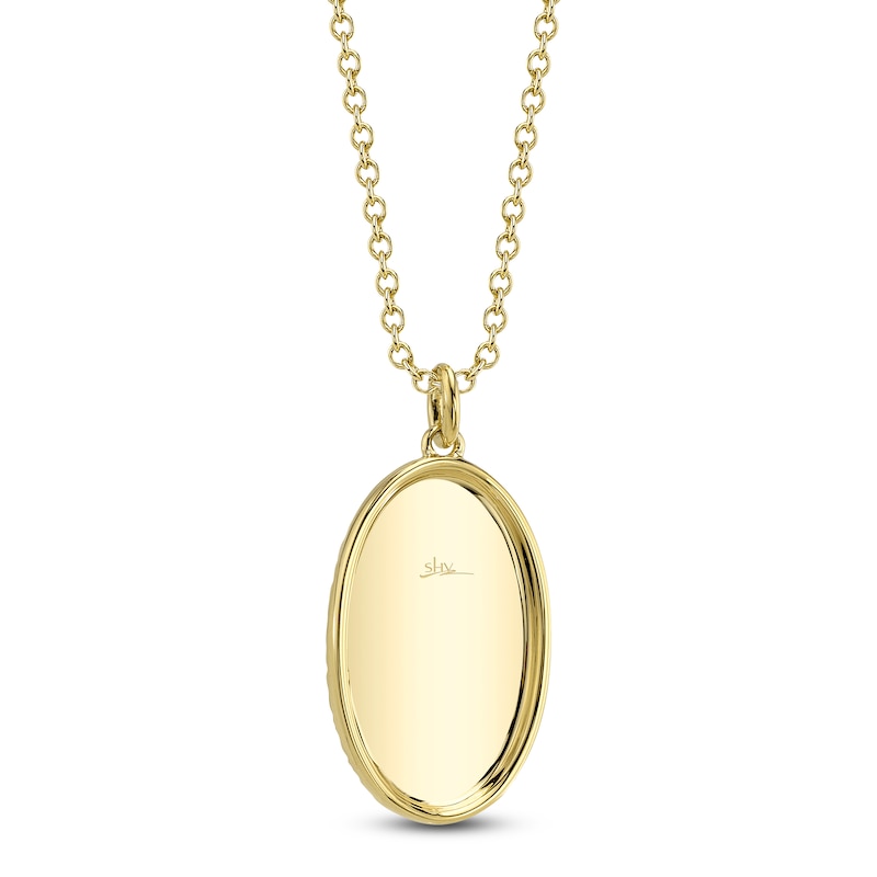 Main Image 3 of Shy Creation Diamond Oval Cross Necklace 1/6 ct tw 14K Yellow Gold 18" SC55026949RD