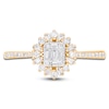 Thumbnail Image 3 of Baguette & Round-Cut Multi-Diamond Starburst Halo Promise Ring 1/3 ct tw 10K Yellow Gold