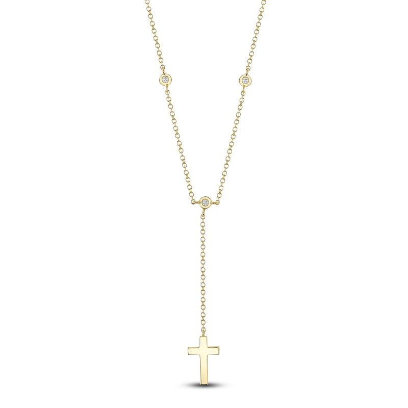 Main Image 1 of Shy Creation Diamond Accent Cross Lariat Necklace 14K Yellow Gold 18" SC55026529