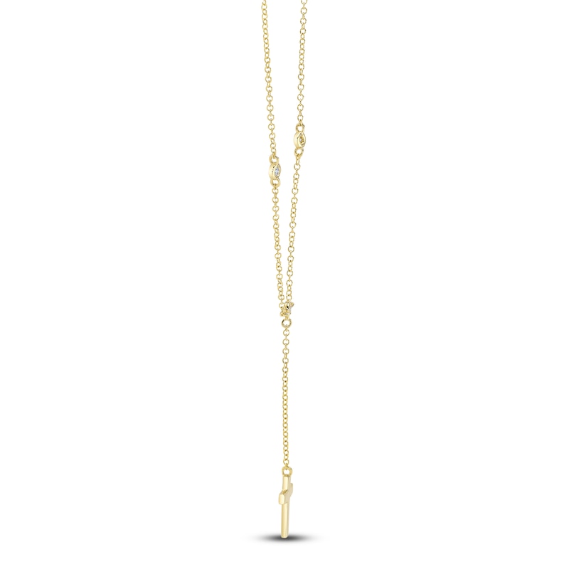 Main Image 2 of Shy Creation Diamond Accent Cross Lariat Necklace 14K Yellow Gold 18" SC55026529