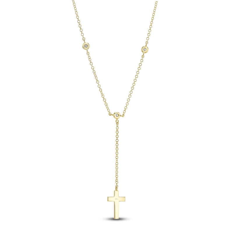 Main Image 3 of Shy Creation Diamond Accent Cross Lariat Necklace 14K Yellow Gold 18" SC55026529