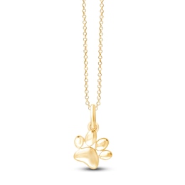 Children's Paw Print Necklace 14K Yellow Gold 13"