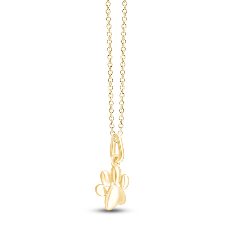 Main Image 2 of Children's Paw Print Necklace 14K Yellow Gold 13"