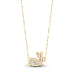 Children's Diamond Bunny Necklace 1/8 ct tw 14K Yellow Gold 13"