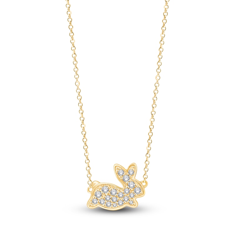 Main Image 1 of Children's Diamond Bunny Necklace 1/8 ct tw 14K Yellow Gold 13"