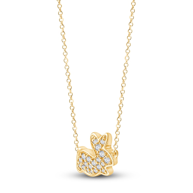 Main Image 2 of Children's Diamond Bunny Necklace 1/8 ct tw 14K Yellow Gold 13"