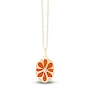 Thumbnail Image 1 of Children's Diamond & Enamel Oval Flower Locket 1/20 ct tw 14K Yellow Gold 13"