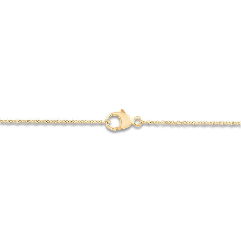 Main Image 3 of Children's Diamond & Enamel Oval Flower Locket 1/20 ct tw 14K Yellow Gold 13"