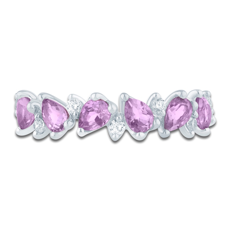 Main Image 3 of Pnina Tornai Pear-Shaped Natural Light Amethyst & Diamond Anniversary Ring 1/6 ct tw 14K White Gold