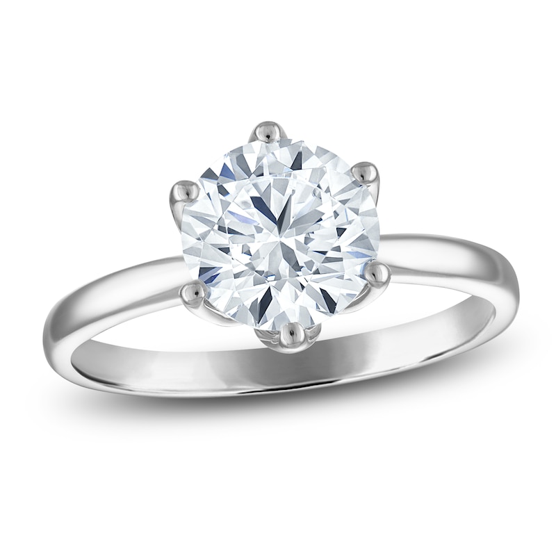 Main Image 1 of Round-Cut Lab-Grown Diamond Solitaire Plus Engagement Ring 2 ct tw Platinum (VS2/F)