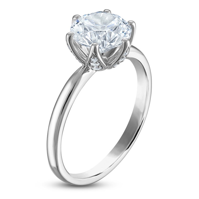 Main Image 2 of Round-Cut Lab-Grown Diamond Solitaire Plus Engagement Ring 2 ct tw Platinum (VS2/F)